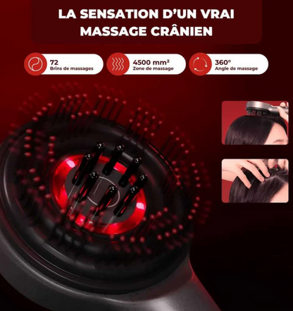 Brosse de massage électrique avec 3 modes pour un massage crânien apaisant et relaxant, simulant les techniques professionnelles.